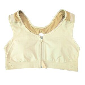 AlignMe Zipper Posture Sports Bra | Beige | Neuroband® Technology | Large